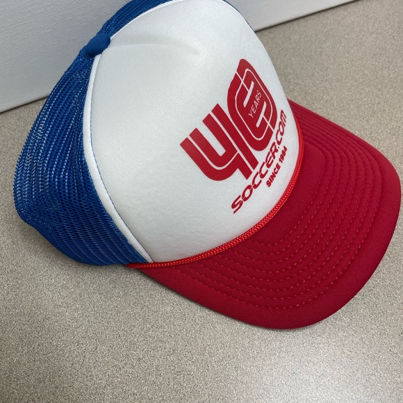 Soccer .COM Hat Cap Snapback Mesh Rope RWB 40 Years Since 1984 Trucker New - Picture 4 of 4